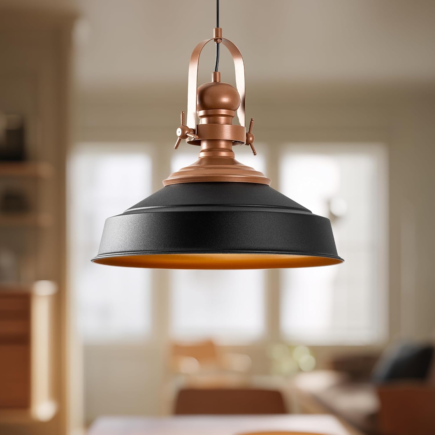 Mirage Beyaz-Gold Tekli Sarkıt Aydınlatma Metal Sıvama, Ev, Ofis, Cafe, Restoran Avizeleri (Siyah-Gold)