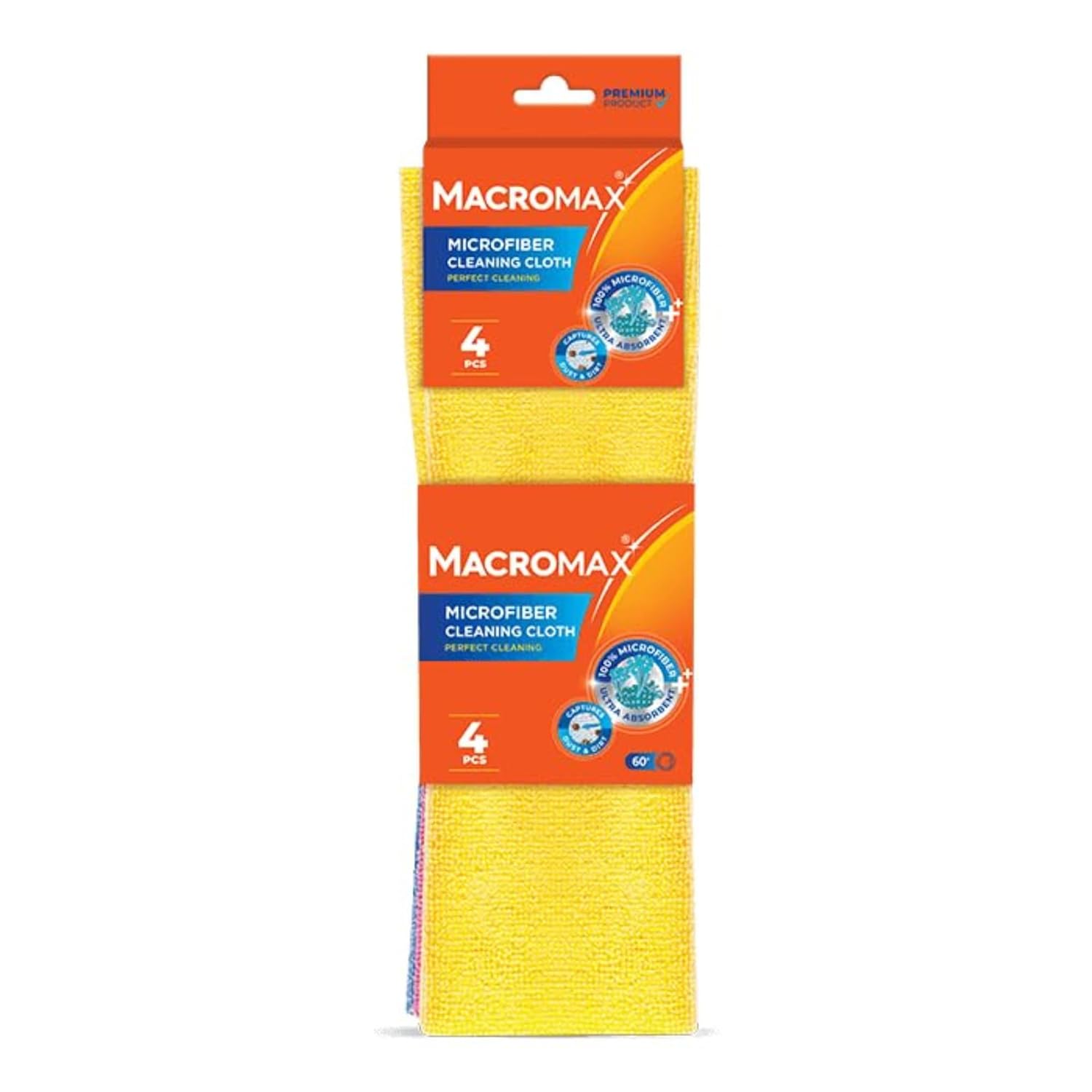 Macromax Mikrofiber Temizlik Bezi 4'lü Paket, Çok Amaçlı Toz Alma ve Yüzey Silme Bezi