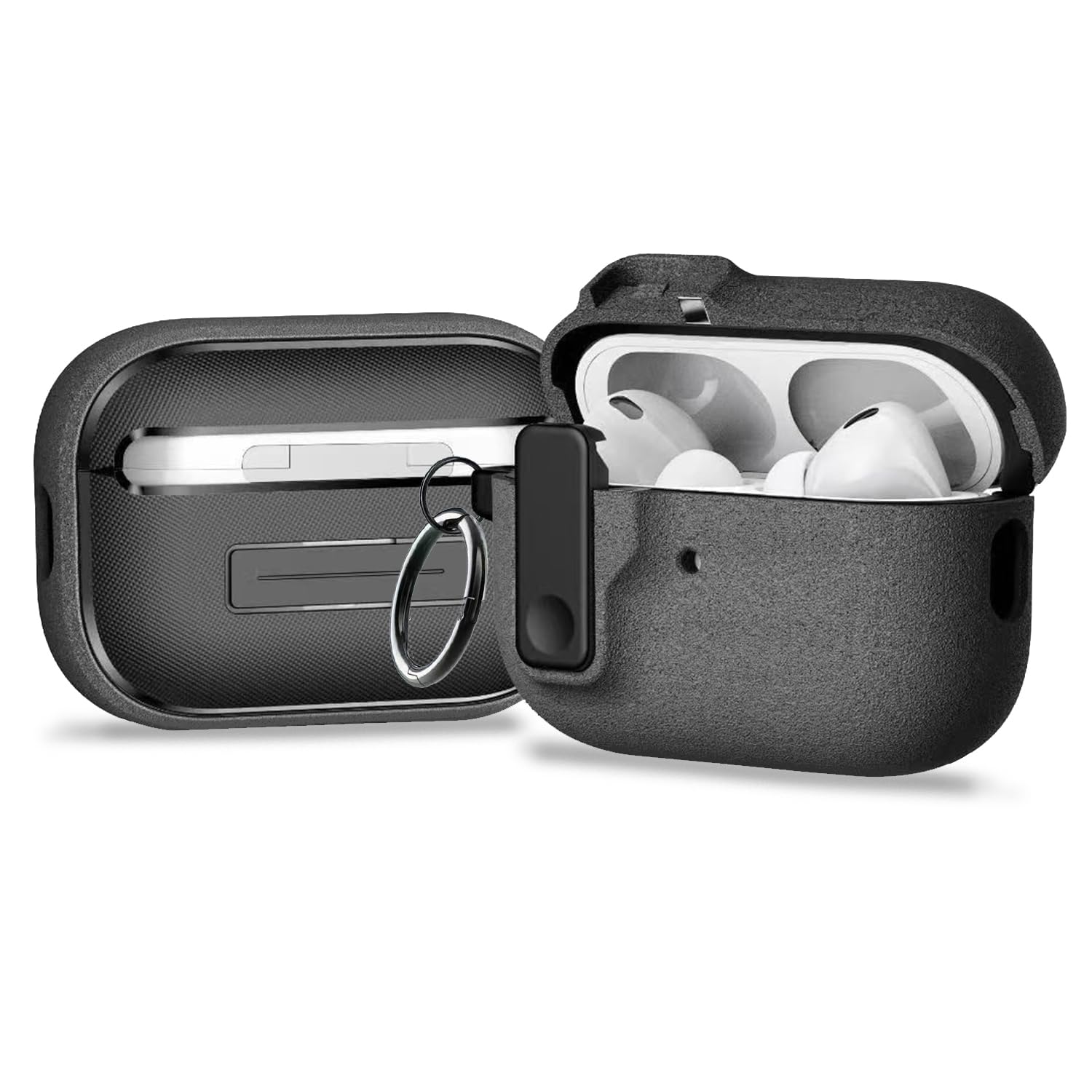 Minesk Airpods 4 ile Uyumlu Fabric Serisi Özel Kilitli Tasarım ve Kumaş Yüzeyli Kılıf Darbelere Karşı Koruyucu Kapak (Airpods 4)