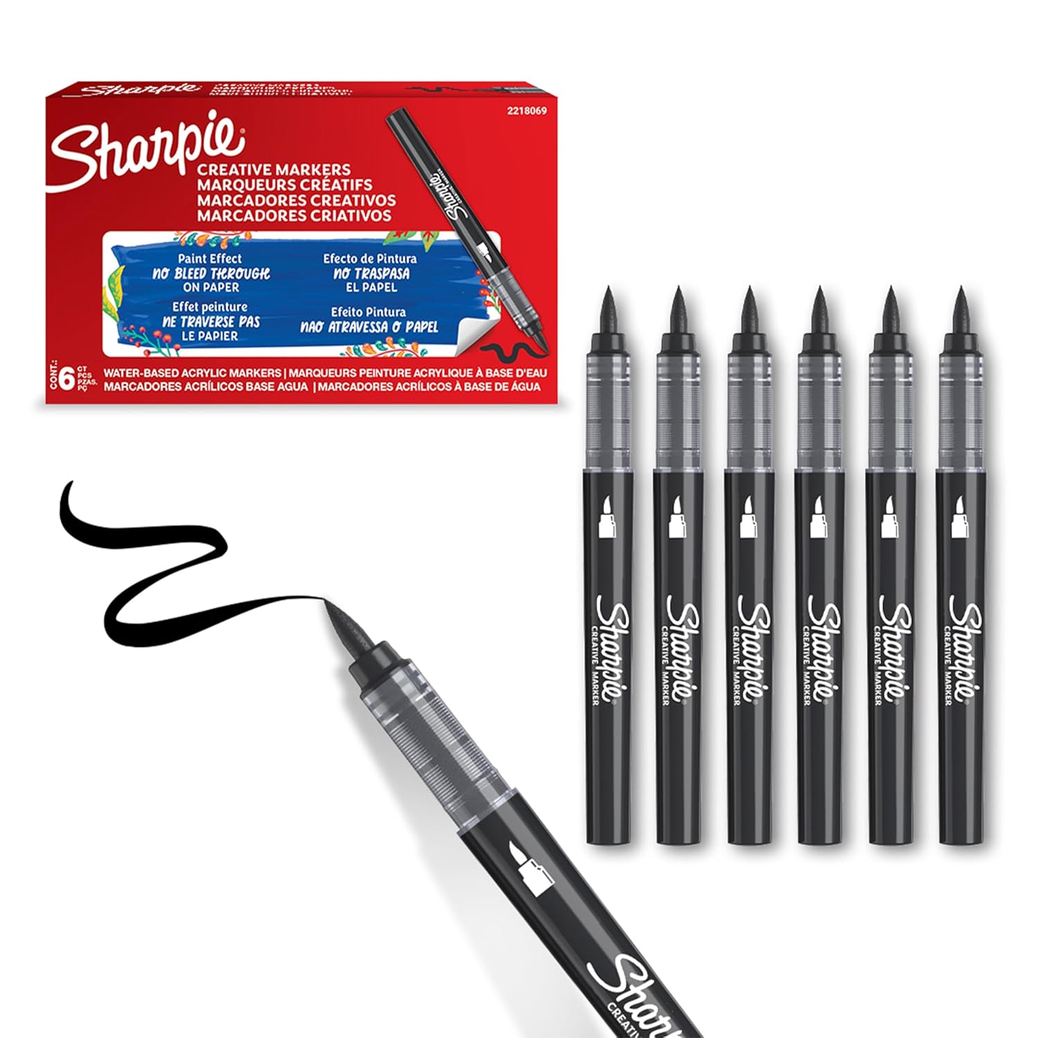 SHARPIE Akrilik markör, Fırça uç, Siyah