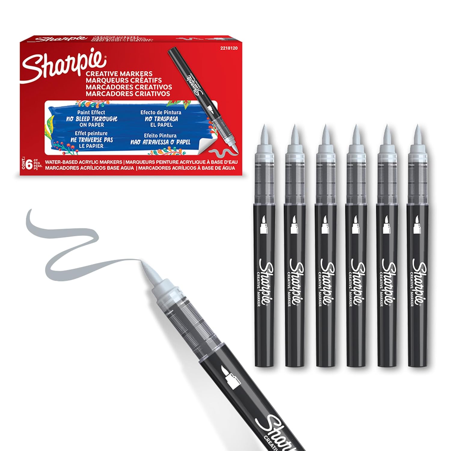 SHARPIE Akrilik markör, Fırça uç, Açık gri