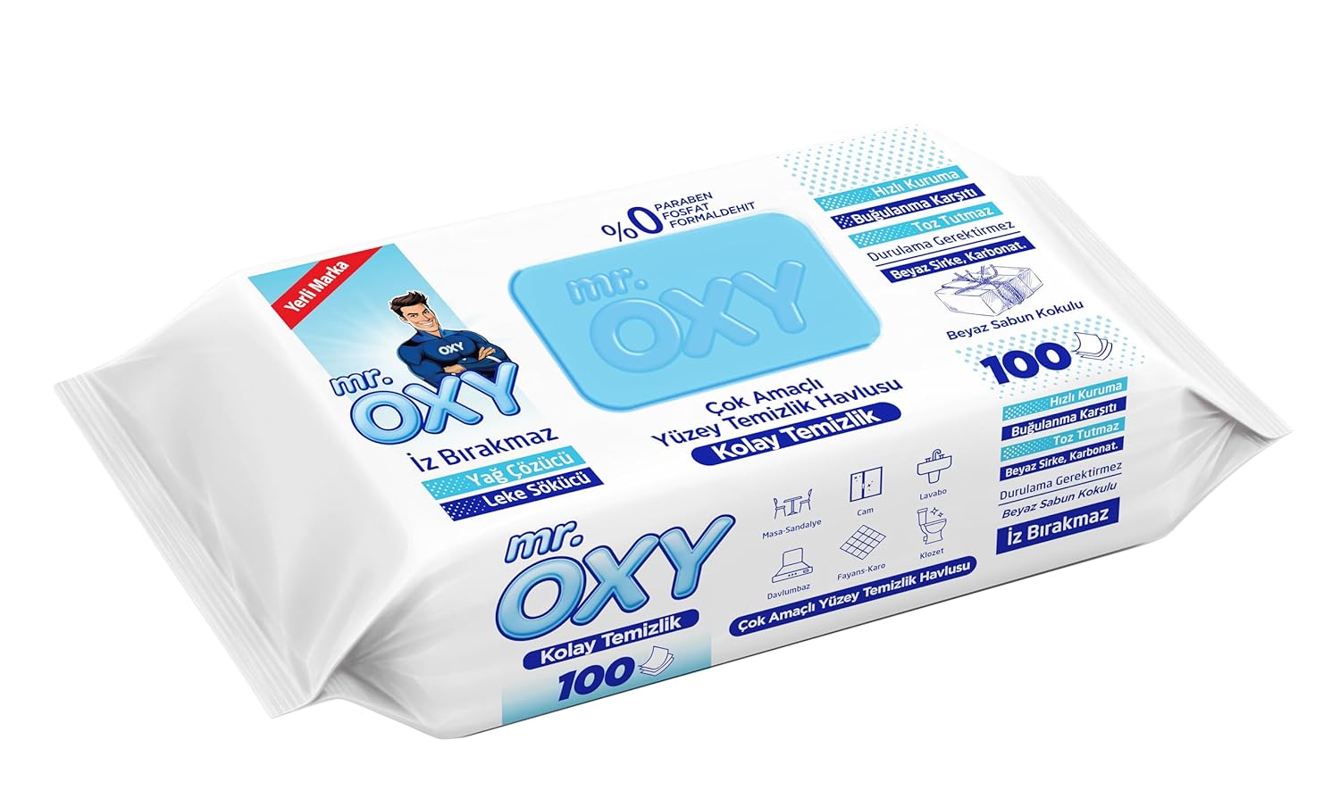 Mr Oxy Yüzey Temizlik Havlusu Beyaz Sabun 100'lü