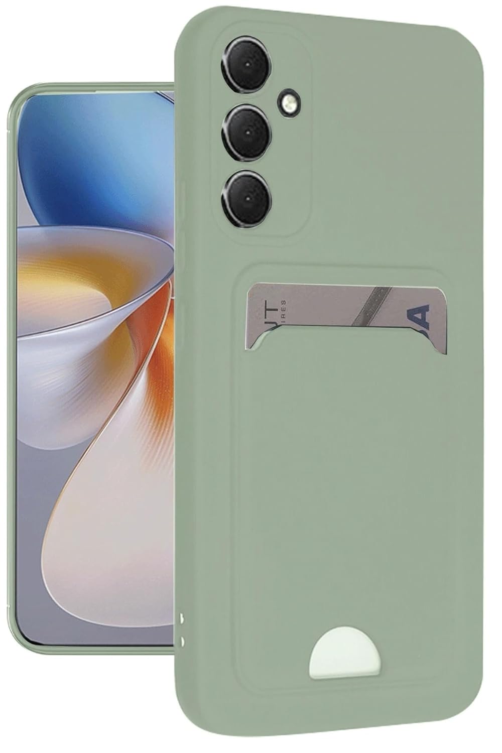 Coverzone Samsung Galaxy A16 ile uyumlu Kılıf Kartvizitli Kartlıklı Kamera Korumalı Galaxy A16-5G ile uyumlu Kapak Silikon Soft ve Pürüzsüz Dış Yüzey (SU Yeşil, Galaxy A16)