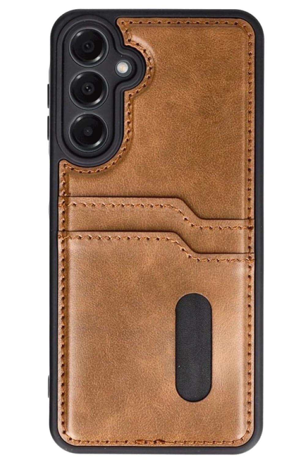 Coverzone Samsung Galaxy A16 ile Uyumlu Deri Kartlıklı Kılıf - Kamera Koruyucu Şık Cüzdan Tasarım Telefon Kılıfı – Sara Deri Kapak (Taba, Galaxy A16)