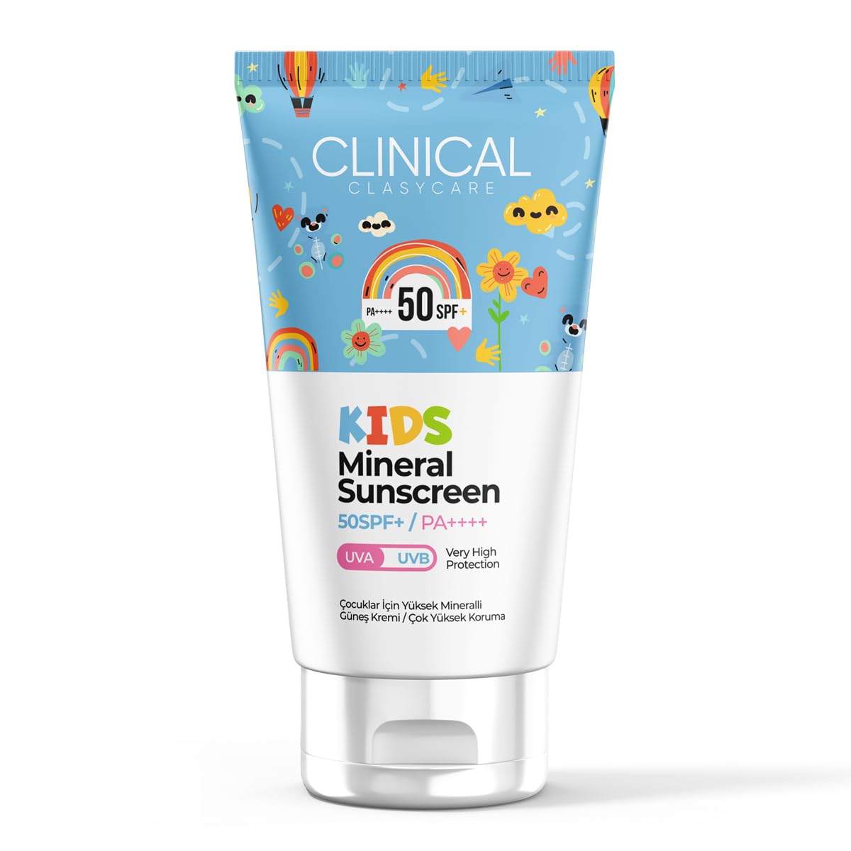 CLASYCARE Çocuk Mineral Güneş Kremi -Bebek ve Çocuk Güneş Losyonu | Geniş Spektrum UVA/UVB Koruması | Mercan Dostu, Hipoalerjenik, Seyahat Boy Hassas Cilt Güneş Kremi (SPF 50+ PA++++)