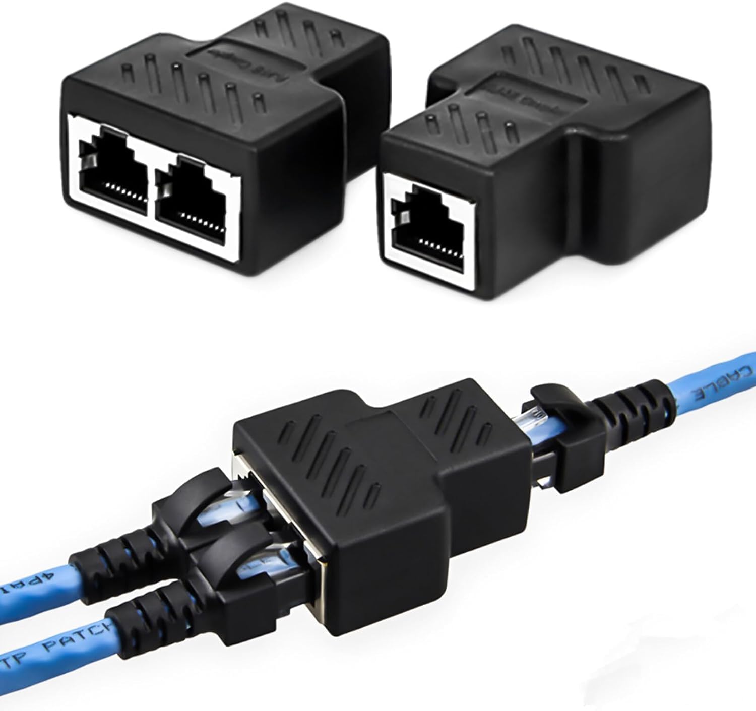 Coverzone 2 Portlu Splitter, Çift LAN Kablosu, Ethernet Bölücü, RJ45 Dişi Adaptör Konnektörü - Ethernet Splitter Cable