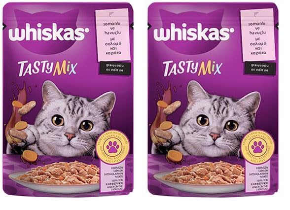 Whiskas Pouch Tastymix Sos İçinde Somonlu Ve Havuçlu Yetişkin Kedi Konservesi 85 Gr 2li paket