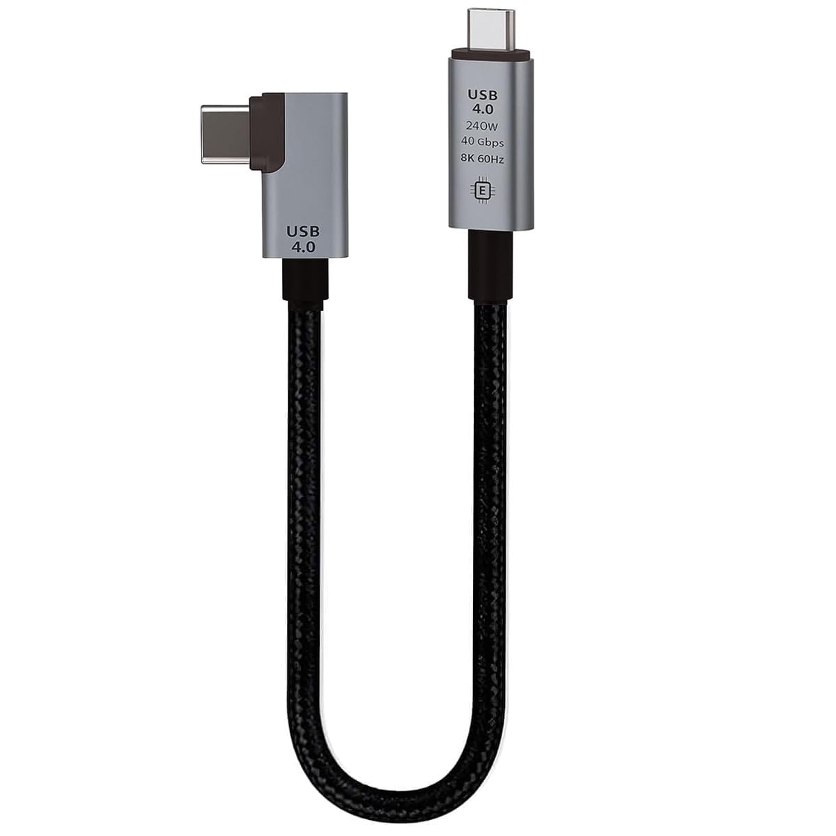 Coverzone 40Gbps 240W 4.0 Thunderbolt L Shape Type-C to Type-C Şarj, Data ve 8K 60Hz Data Transfer Kablosu Tip C 30 cm - PD240W