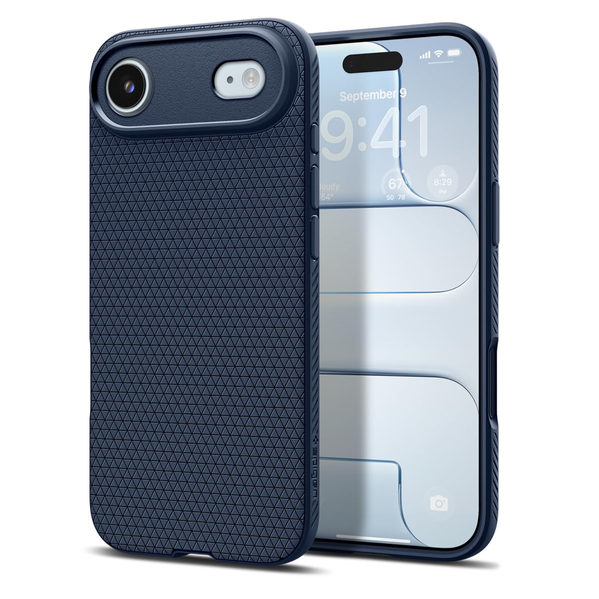 Spigen iPhone Air ile uyumlu ince Kılıf Liquid Air Hava Kanalı Teknolojisi Askeri Sınıf Koruma Navy Blue Dokulu Yüzey Kapak - ACS09923