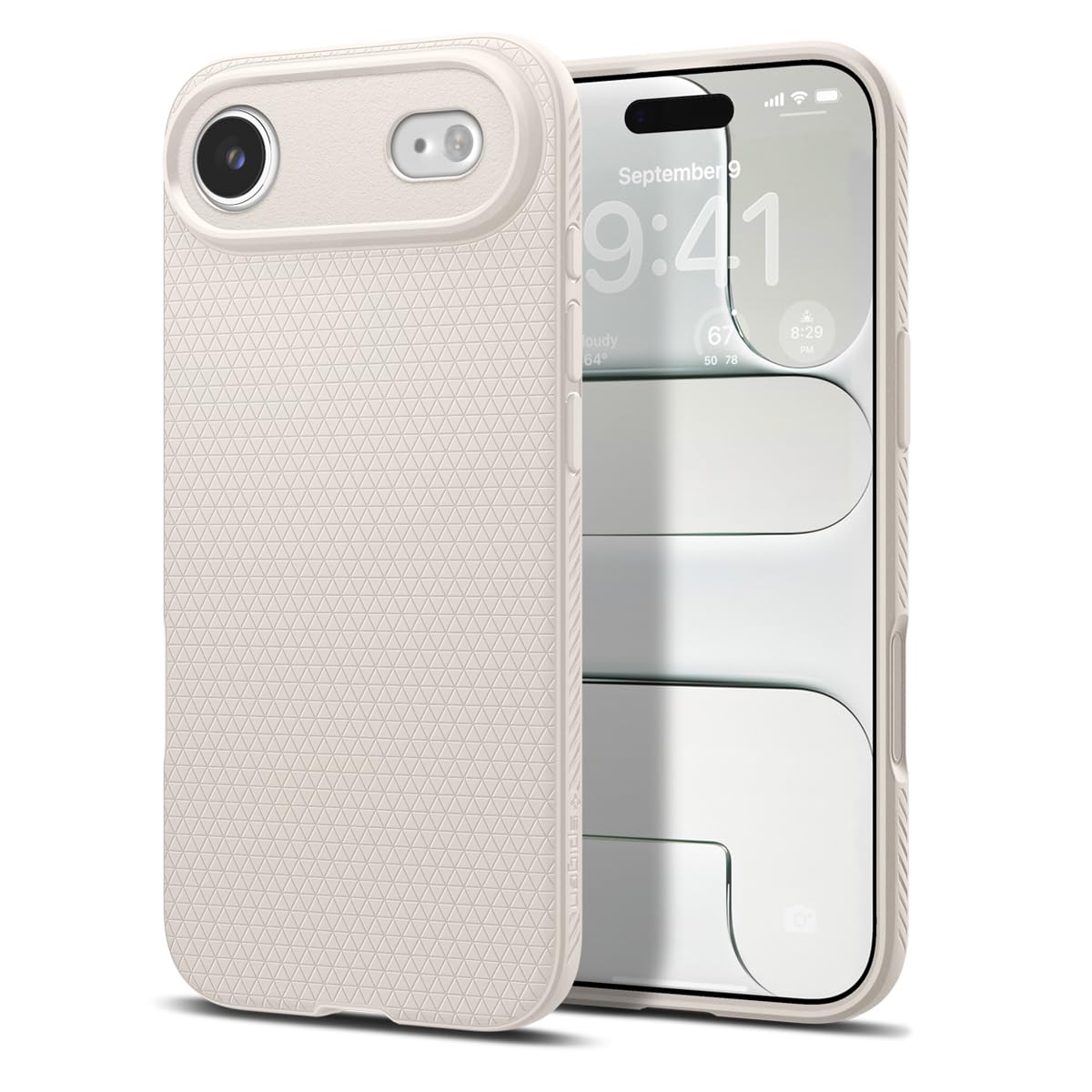 Spigen Apple iPhone Air ile Uyumlu ince Kılıf Liquid Air Hava Kanalı Teknolojisi™ Askeri Sınıf Koruma Natural Titanium Dokulu Yüzey Kapak - ACS09925