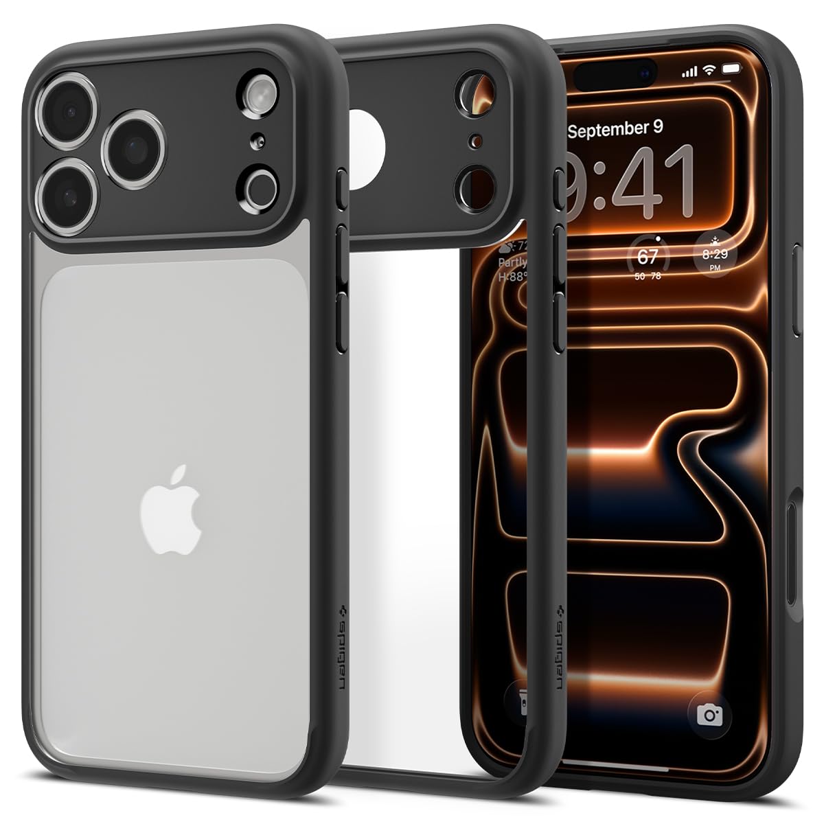 Spigen iPhone 17 Pro ile uyumlu ince Kılıf Ultra Hybrid Sararma Karşıtı DuraClear Hava Kanalı Teknolojisi Askeri Sınıf Koruma Matte Black Şeffaf Kapak - ACS10065