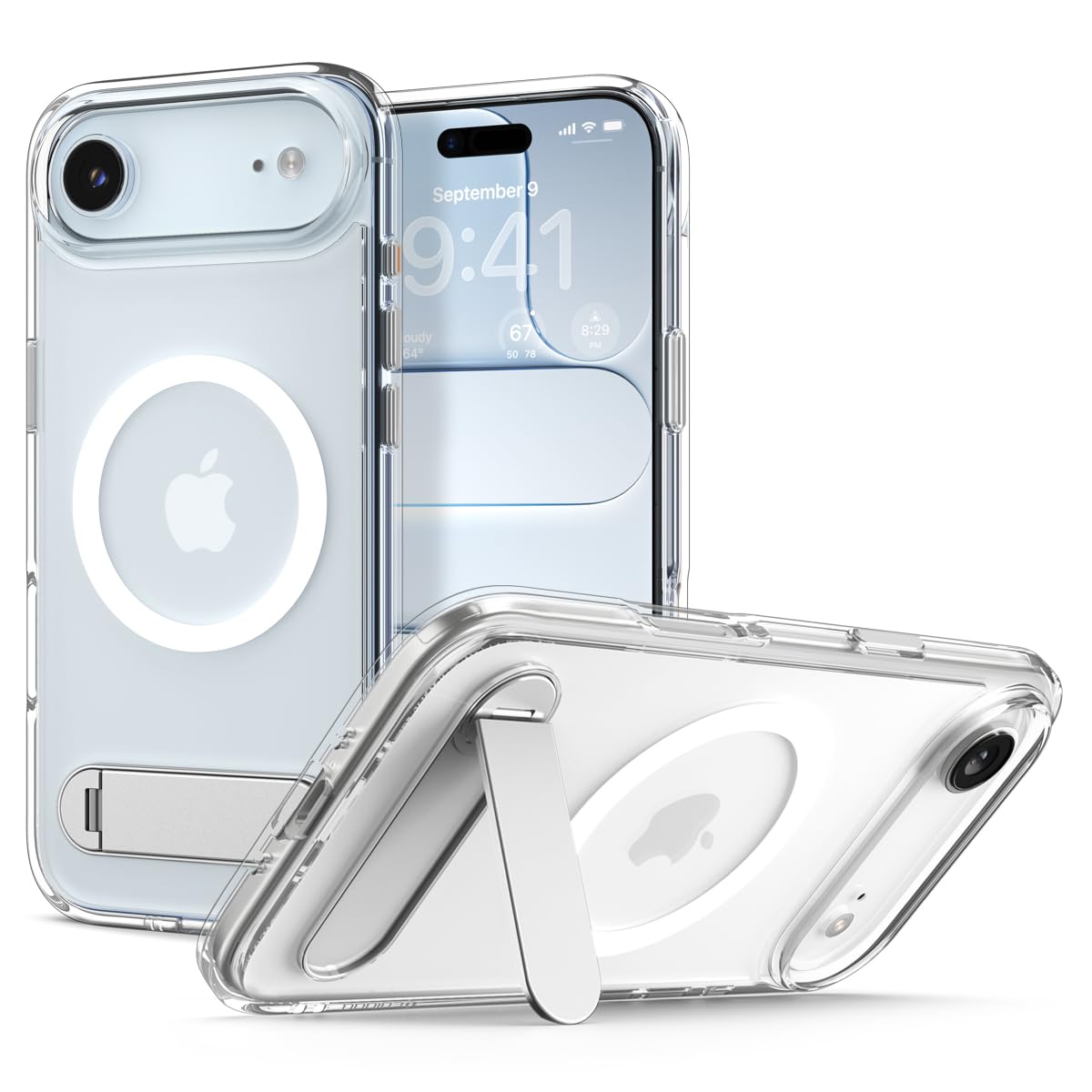 Spigen Apple iPhone Air ile Uyumlu ince MagSafe Kılıf Ultra Hybrid S Metal Stand'lı Sararmaya Dayanıklı DuraClear™ Hava Kanalı Teknolojisi™ Askeri Sınıf Koruma Clear White Şeffaf Kapak - ACS09926