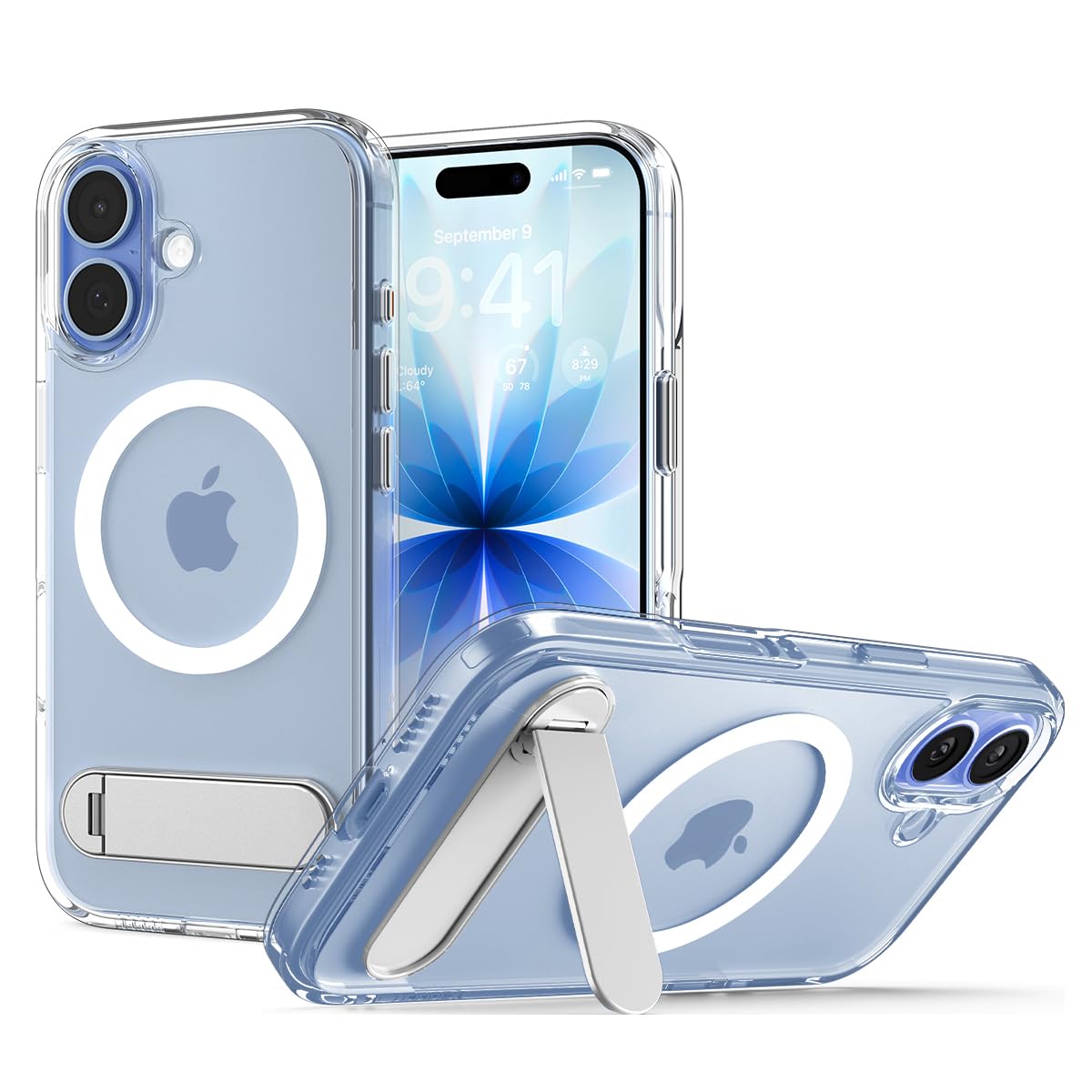 Spigen iPhone 17 ile uyumlu ince Kılıf MagSafe Kılıf Ultra Hybrid S Metal Stand'lı Sararma Karşıtı DuraClear Hava Kanalı Teknolojisi Askeri Sınıf Koruma MagFit Clear White Şeffaf Kapak - ACS09981