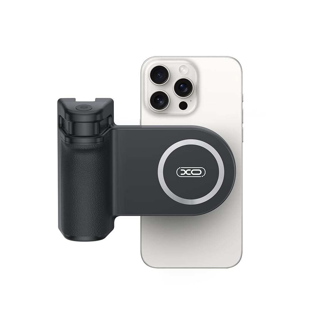 XO MagSafe ile Uyumlu Bluetooth Telefon Deklanşör Grip, Yayıncı, Blogger, Fotoğrafçılar ve Gezginler için Tasarlanmış, Manyetik Sabitleme için Harici Mıknatıs, USB-C Şarj, 110mAh, SS18, Siyah