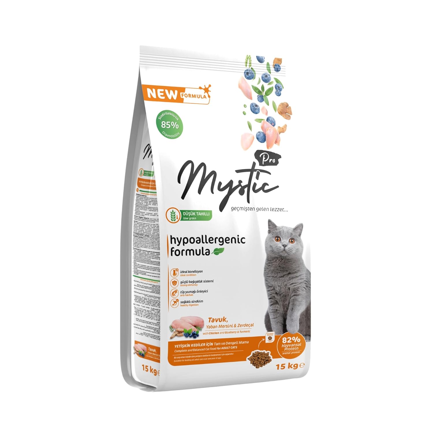 Mystic Pro Az Tahıllı Yetişkin Kedi Maması Tavuklu 15 KG