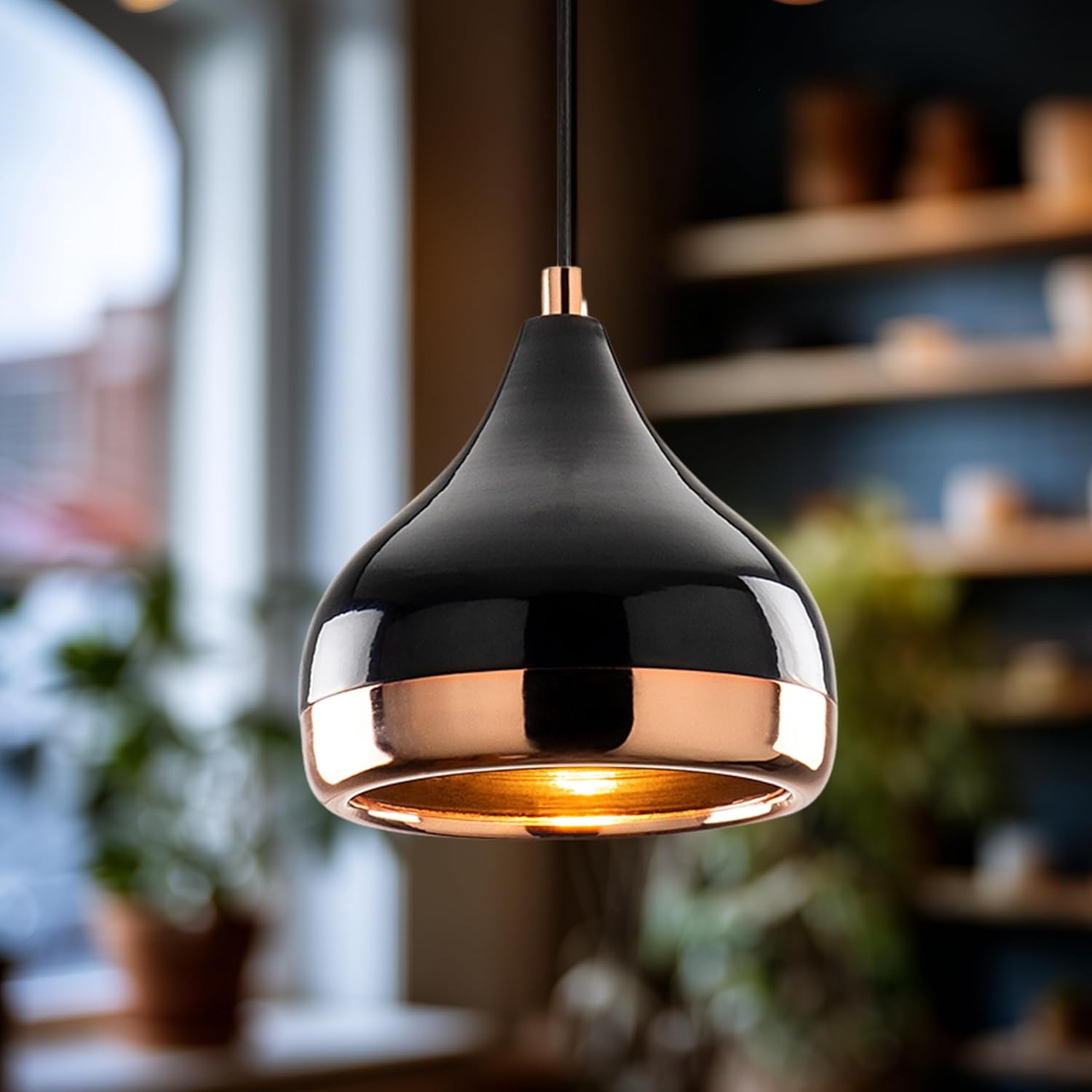 Luminoso Tekli Sarkıt Aydınlatma Metal Gövde Bakır Kaplama, Ev, Ofis, Cafe, Restoran Avizeleri, E27 Duy