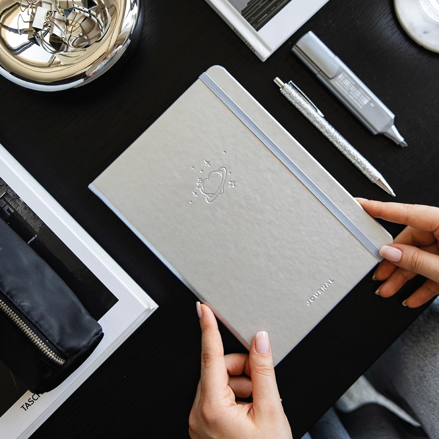 A5 Bullet Journal Noktalı Defter 140 gr. 80 Yaprak Silver Glow