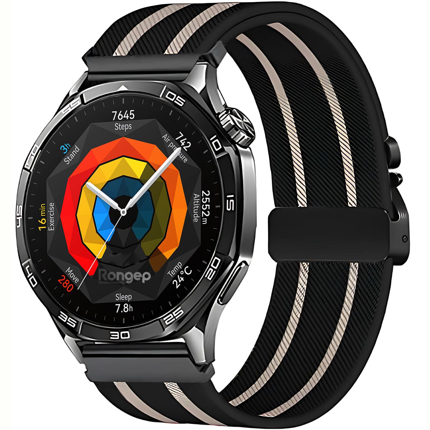 Rongep Huawei ile Uyumlu Metal Bağlantılı Parachute Loop 22mm Kordon GT5/GT5 Pro/GT4/GT3/GT3 Pro/GT2