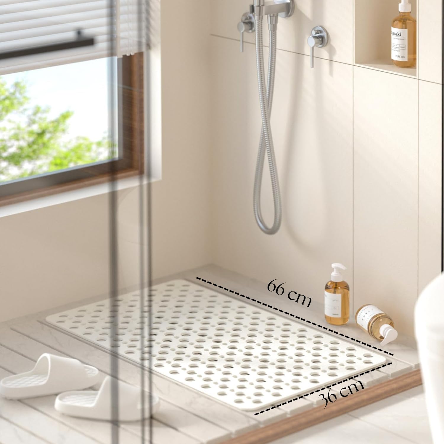 Sogex Banyo Paspası Deri Taban Kaydırmaz Banyo Paspası (60 * 40) (Gri) (Gri)