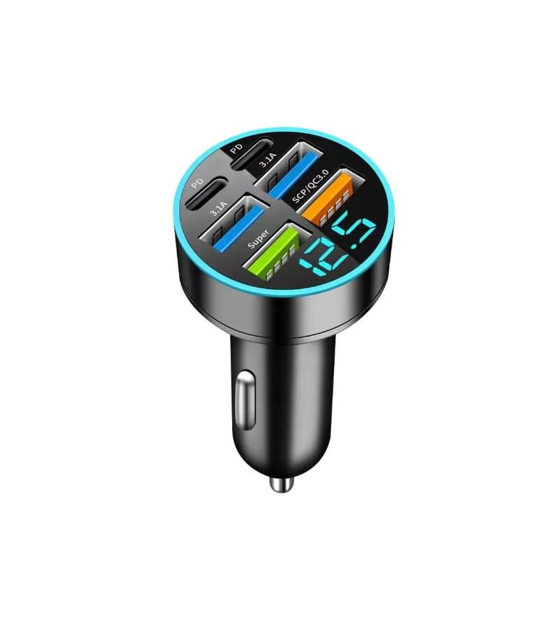 Dijital Ekran Araç Şarj Cihazı 4 USB, 3.1A, QC9.0, 55W, Hızlı Şarj, PD,