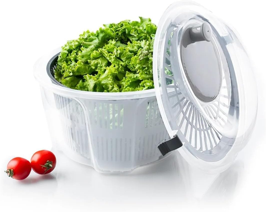 Orret Home Pratik Salata Kurutucu – Çevirmeli Sebze & Marul Kurutma Kabı, 4,5 L Manuel Dönerli Yıkama ve Kurutma Leğeni, Suyu Ayıran Çok Fonksiyonlu Spinner
