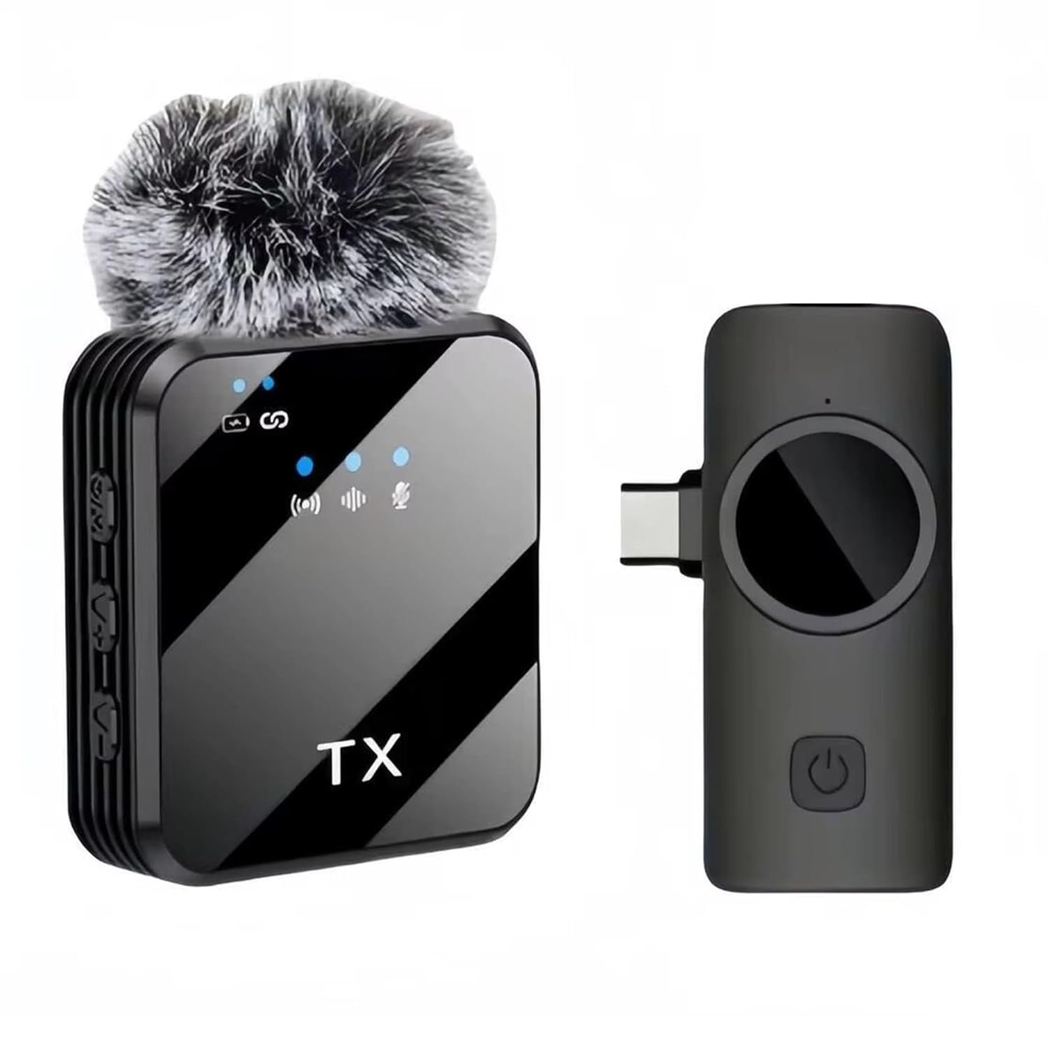 Coverzone Kablosuz Yaka Mikrofonu Tekli Mikrofon iPhone 16 ile Uyumlu TYPE-C Portlu Telefon PC Tablet Video Kayıt Röportaj Canlı Yayın Vlog Kablosuz Mikrofon 1026