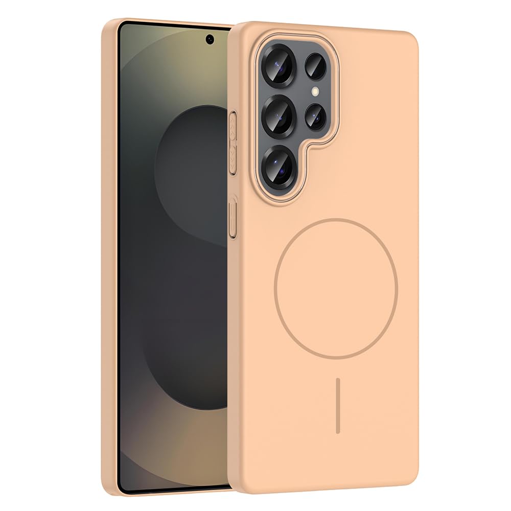 Spia Samsung Galaxy S25 Ultra ile Uyumlu Kılıf Desert Titanyum Yuby Kablosuz Şarj Özellikli Sert Kapak (Samsung Galaxy S25 Ultra ile Uyumlu, Desert Titanyum)