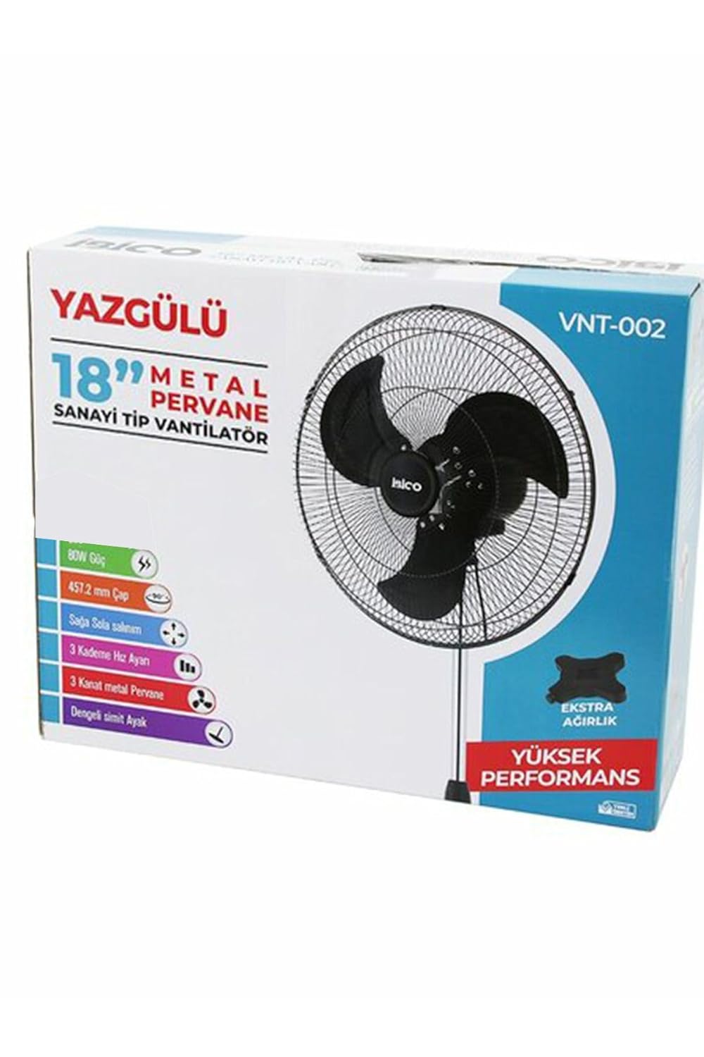 Sanayi Tipi Ayaklı Vantilatör 140cm – 3 Kademeli 3 Metal Kanatlı 80W Güçlü Fan 18 inç
