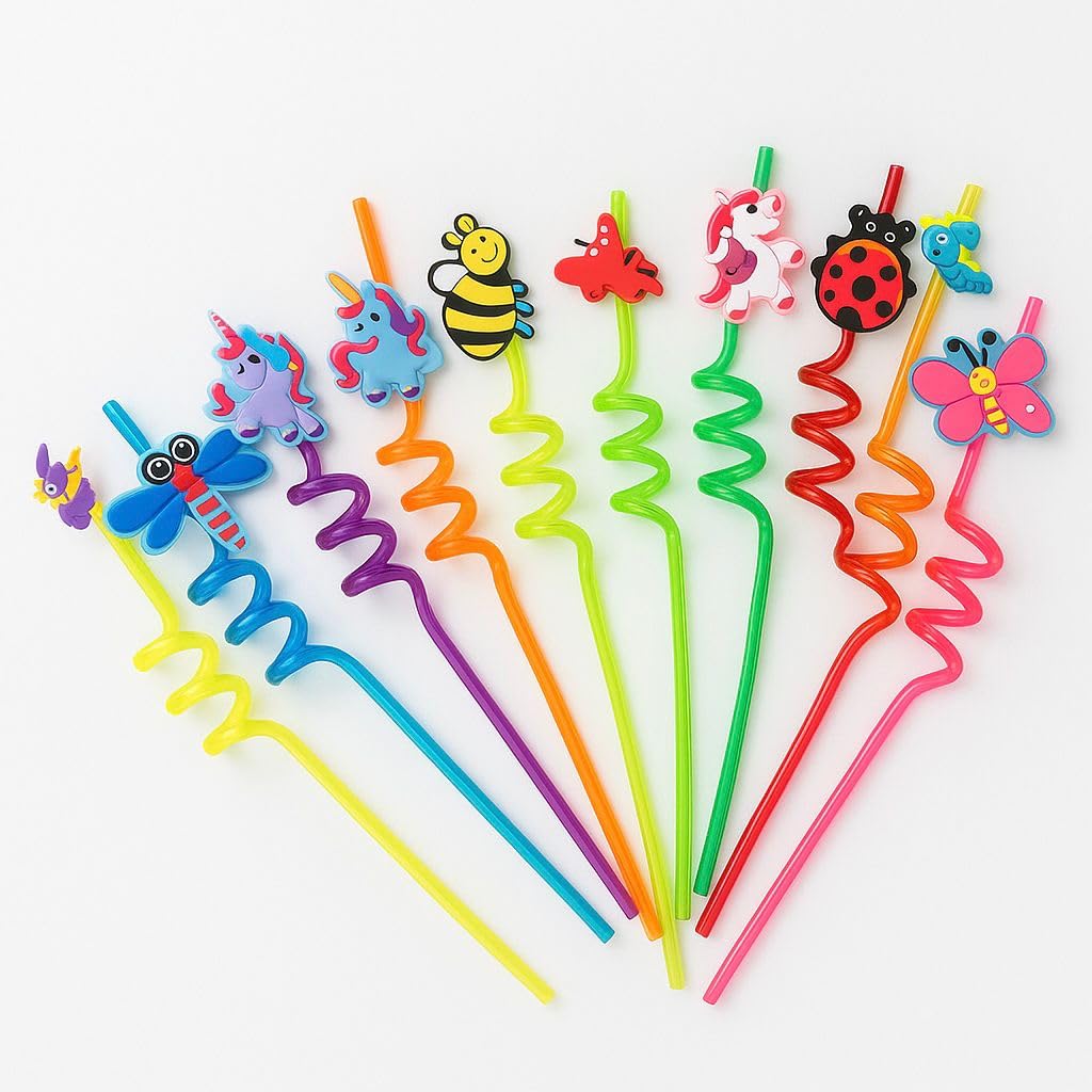 Efe Mark New-Max Neşeli Hayvan Figürlü Plastik Parti Pipeti 12'li, Hayvanlar