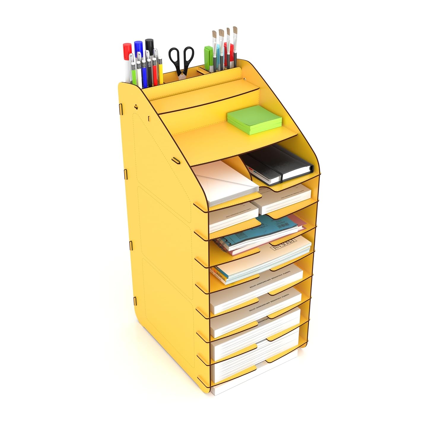 Mingitav Tower Ofis Masaüstü Organizer 10 Kat Letter A4 Evrak Rafı (Sarı)