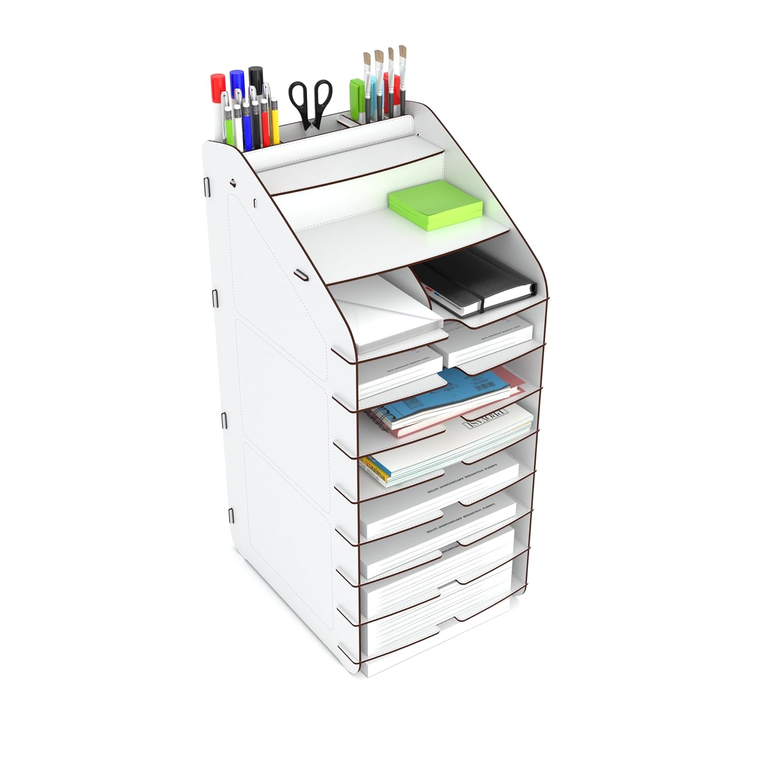 Mingitav Tower Ofis Masaüstü Organizer 10 Kat Letter A4 Evrak Rafı (Beyaz)