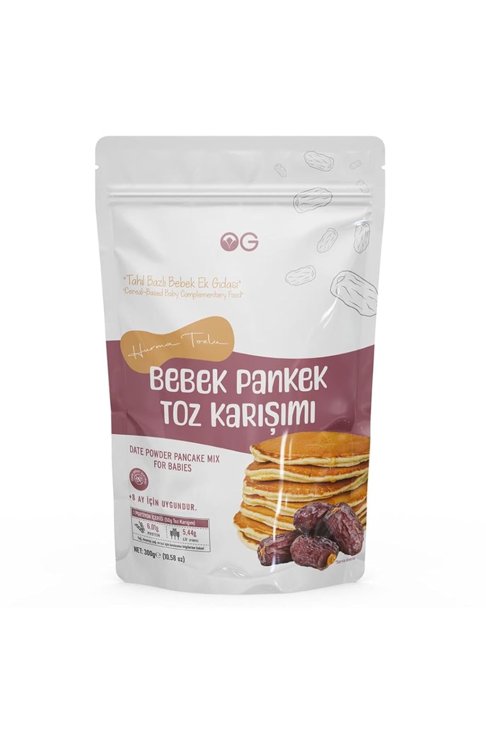 OG Hurma Tozlu Bebek Pankek Toz Karışımı 300 Gr +8 Ay