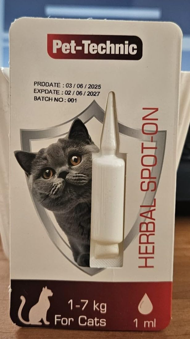 PET-TECHNIC Kediler için doğal Ense Damlası 1 ml | 1-7 kg Kediler İçin Deri ve Tüy Bakımı | Palmorasa Yağı