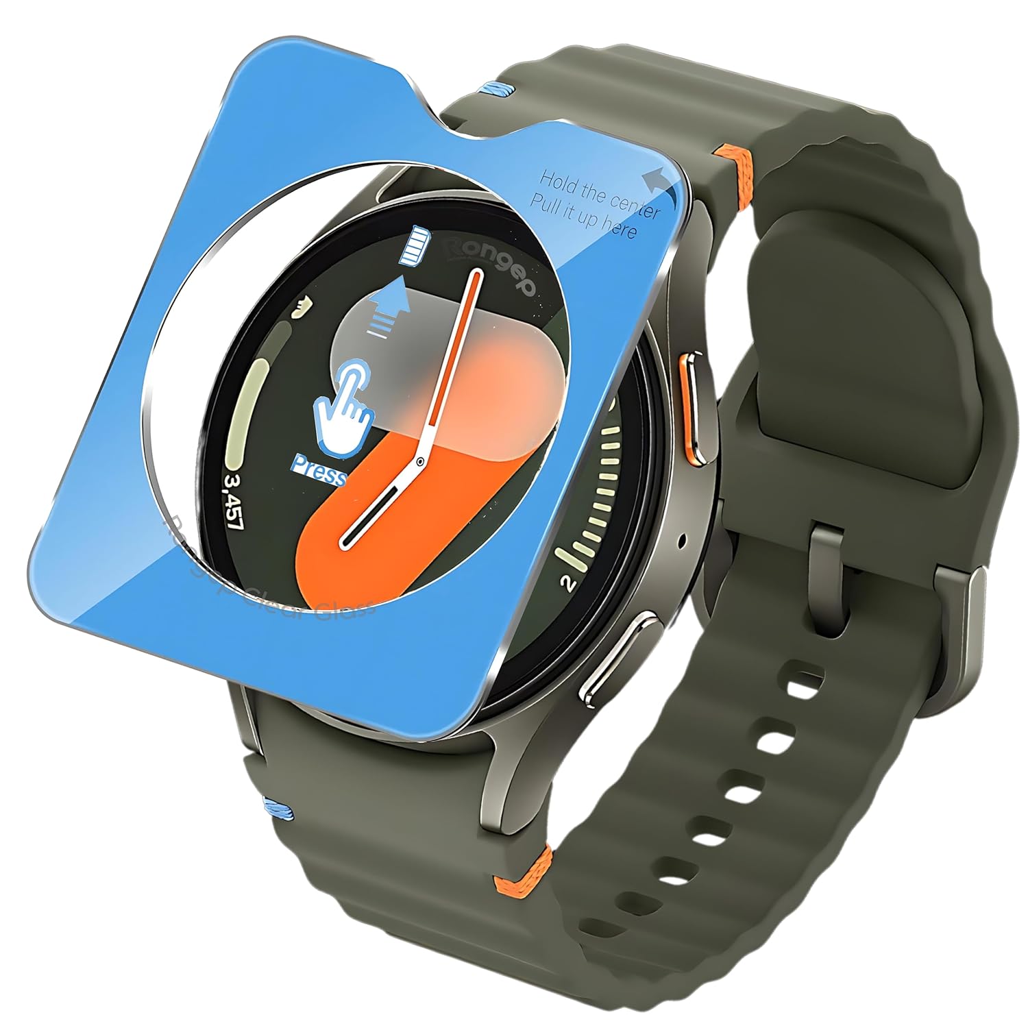 Rongep Samsung Galaxy Watch 7 44mm için Kolay Uygulama Aparatlı Ekran Koruyucu 9H Sertliğinde Çizilmeye Karşı Koruyan Dokunma Hassasiyetini ve Görüntü Kalitesini Etkilemeyen Cam Filmi
