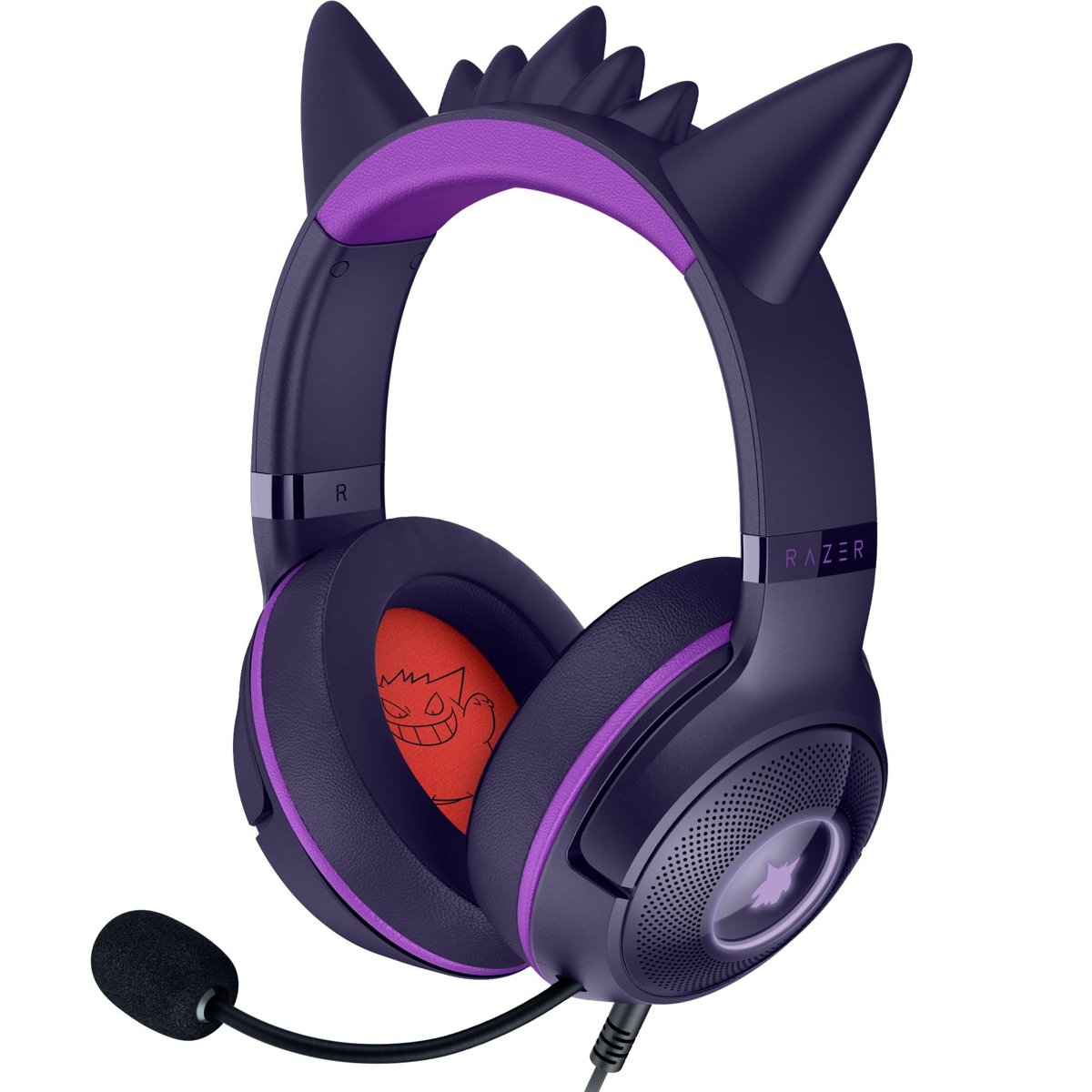 Razer Kraken Kitty V2 - Pokémon Gengar Edition - USB Kulaklık - Gengar Spike'lar - Stream Reaktif Aydınlatma - HyperClear Kardiyoit Mikrofon - TriForce 40 mm Sürücüler - Surround Ses | Leylak