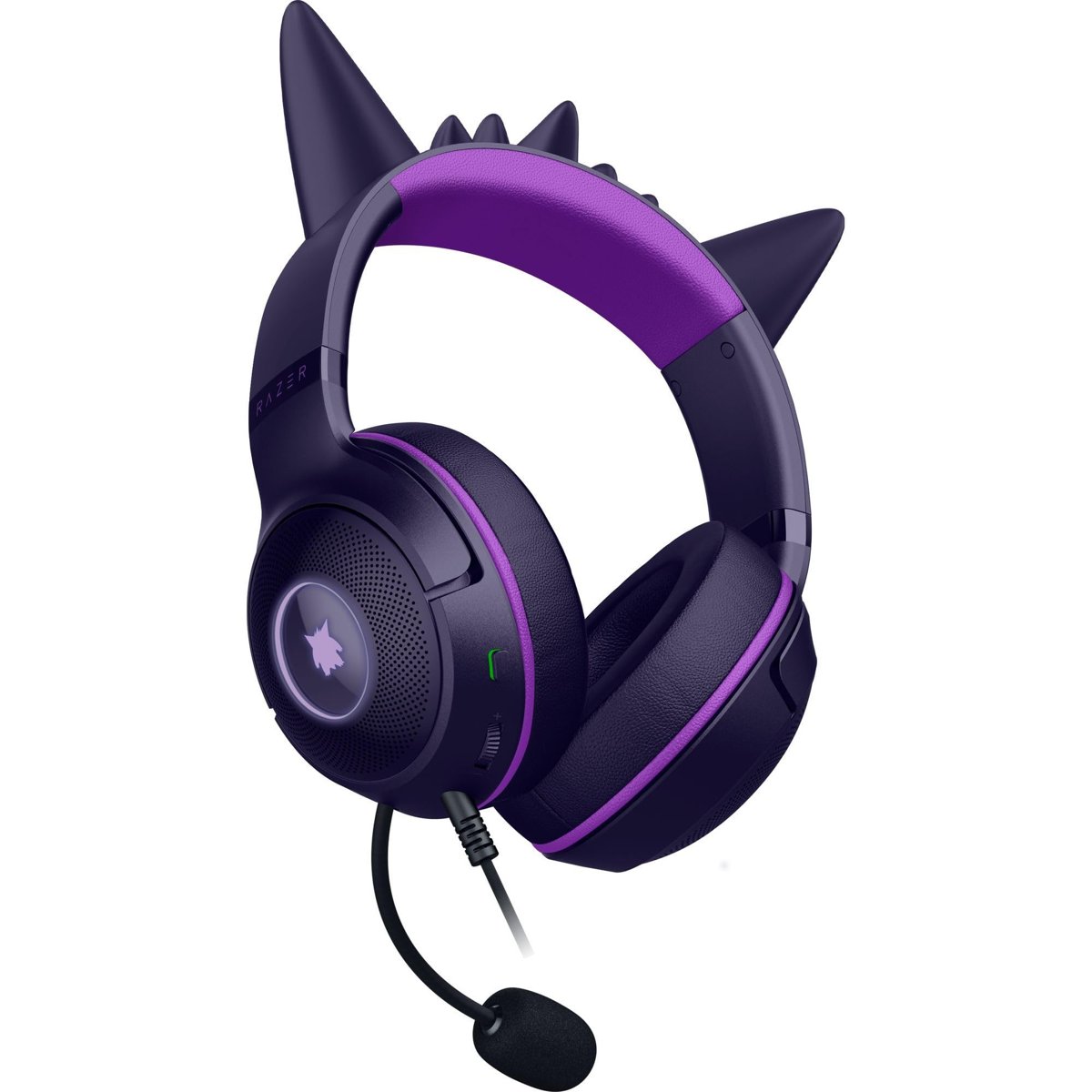 Razer Kraken Kitty V2 - Pokémon Gengar Edition - USB Kulaklık - Gengar Spike'lar - Stream Reaktif Aydınlatma - HyperClear Kardiyoit Mikrofon - TriForce 40 mm Sürücüler - Surround Ses | Leylak