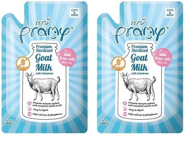 Pramy Yavru Kediler Ve Köpekler İçin Kolostrum Ve Arı Sütlü Sterilize Keçi Sütü, 60 Gram 2li paket