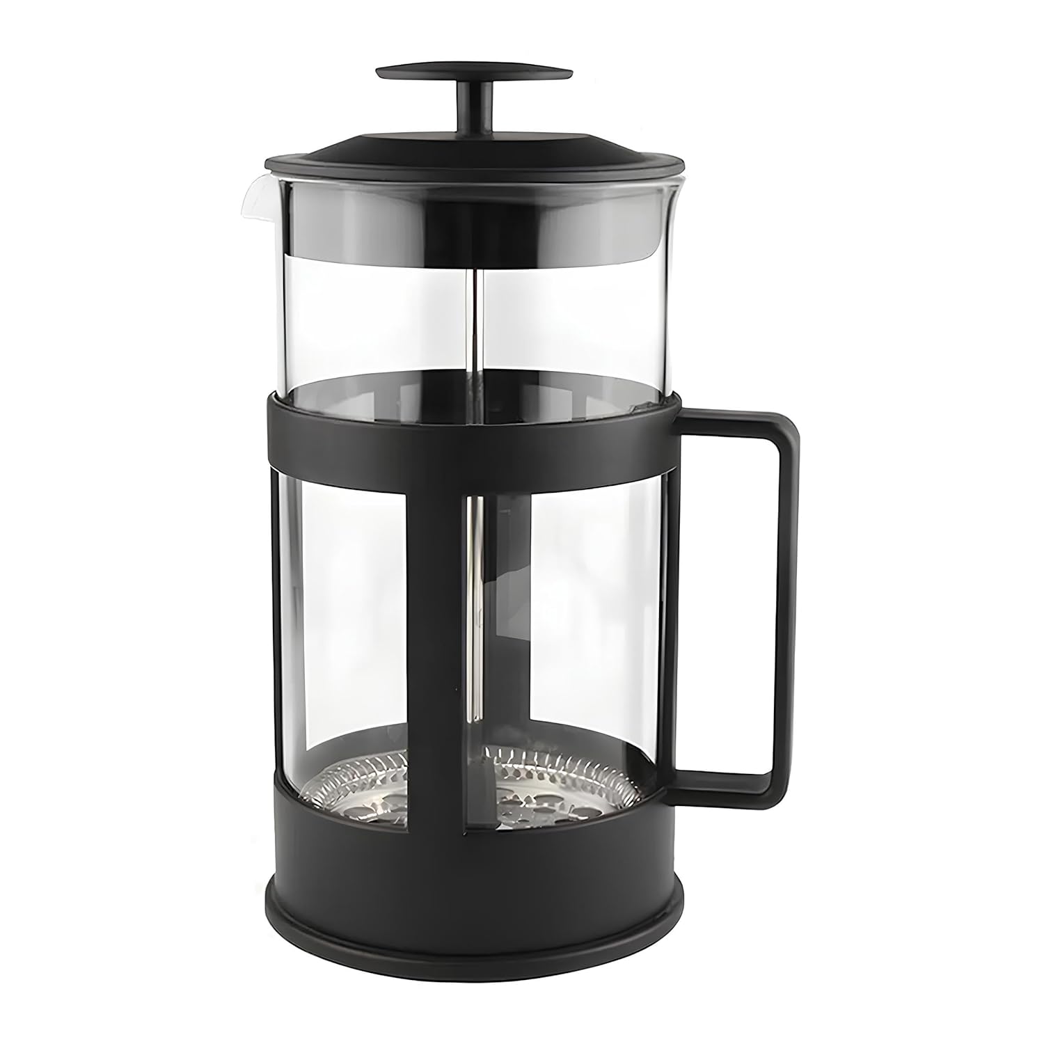 Kanji 350 ml Cam French Press – Isıya Dayanıklı Cam, Paslanmaz Çelik Filtreli, Siyah Renkli Kahve ve Bitki Çayı Demliği