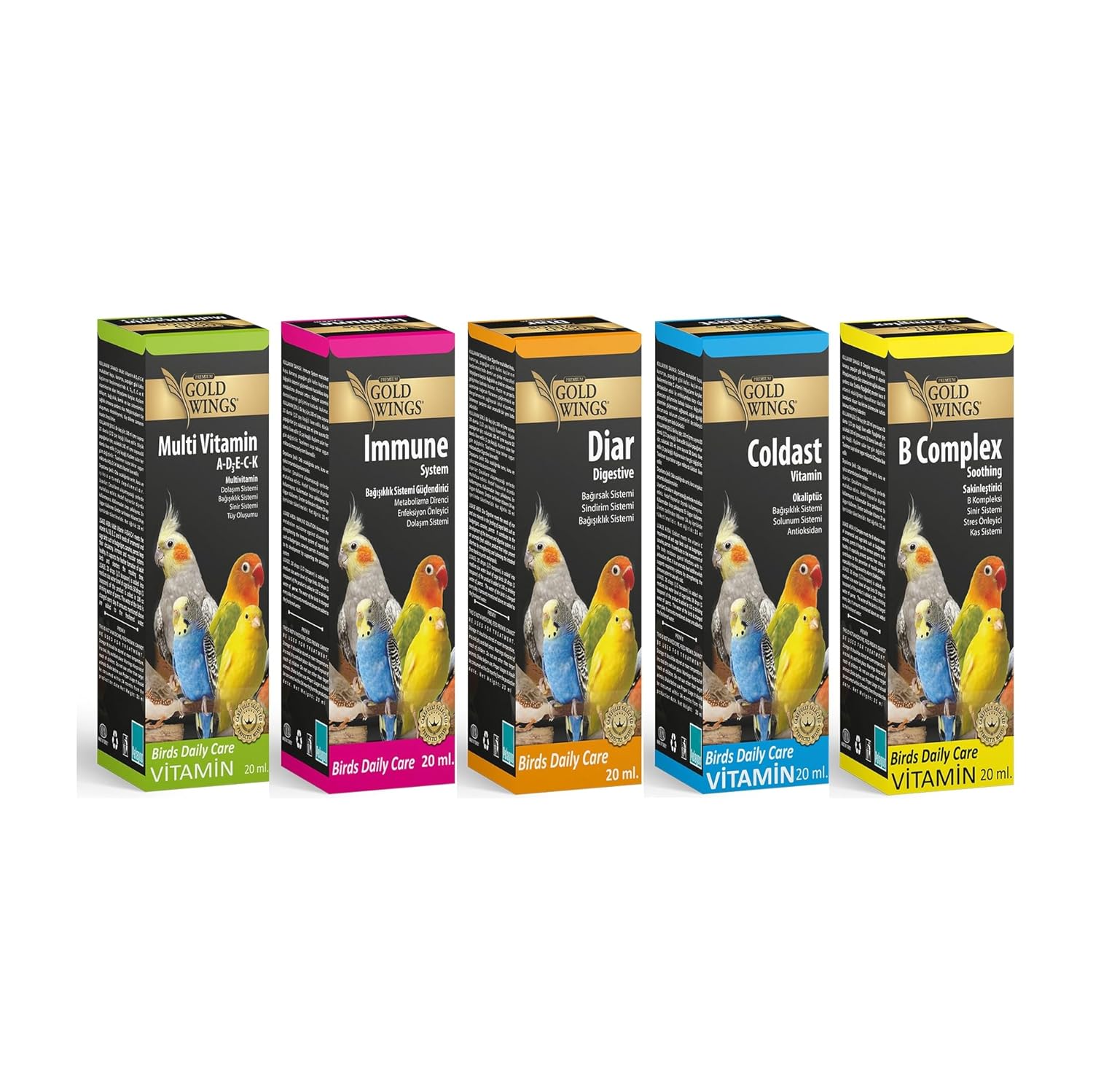 Gold Wings Premium 5'li Kuş Vitamin Seti