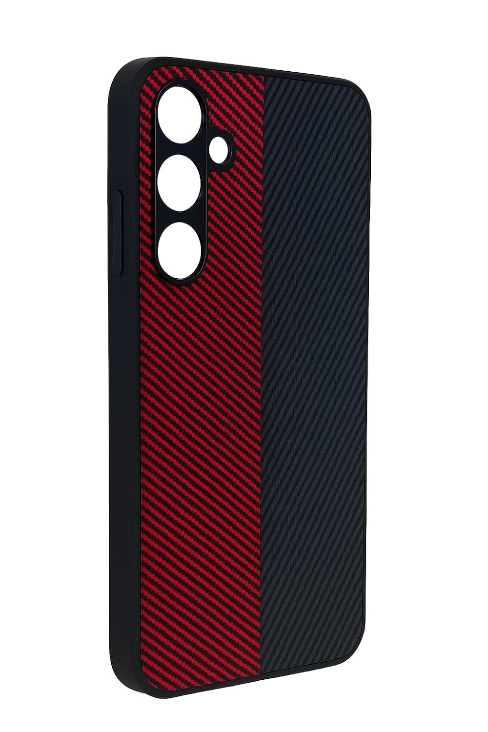 Coverzone Samsung Galaxy A34 ile uyumlu Kılıf Karbon Fiber Desenli Double Color 2mm Kamera Koruma Çıkıntılı ENIGMA Galaxy A34 için Kılıf Red Gray