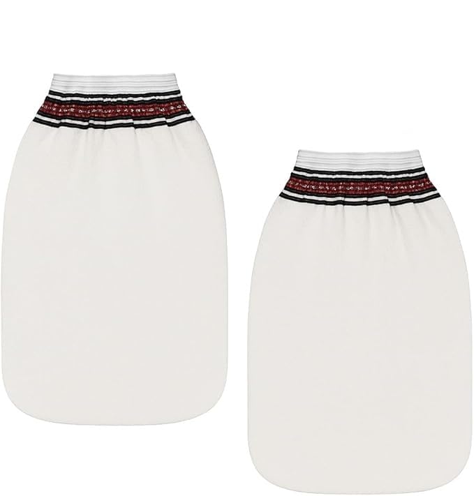 SUWORS 2'lü Geleneksel Hamam Kesesi – Kalın Krepe Kumaş – Lastikli Exfoliating Banyo Lifi – Cilt Arındırıcı & Peeling Etkili – Kadın Erkek İçin Uygun