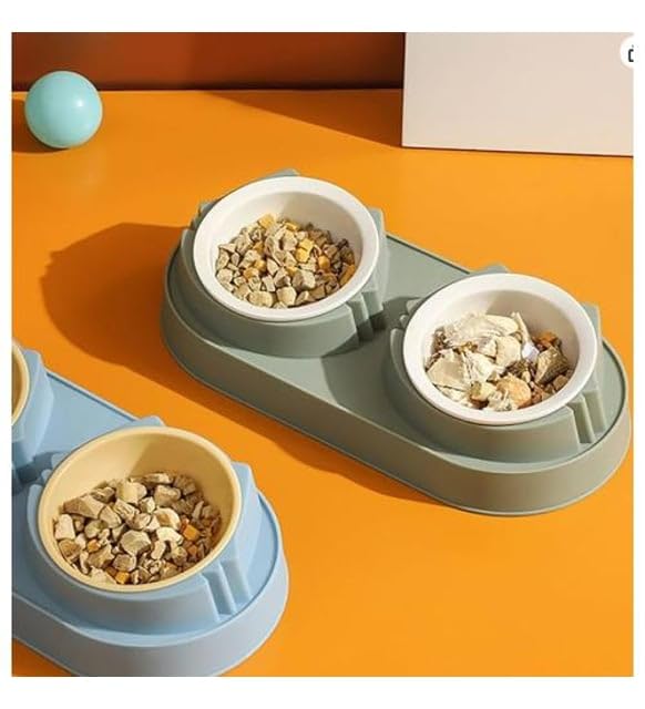 Çift Bölmeli Kedi Köpek Mama ve Su Kabı – Kaymaz, Dayanıklı, Hijyenik ve Pratik Evcil Hayvan Yemek Kabı (Gri)
