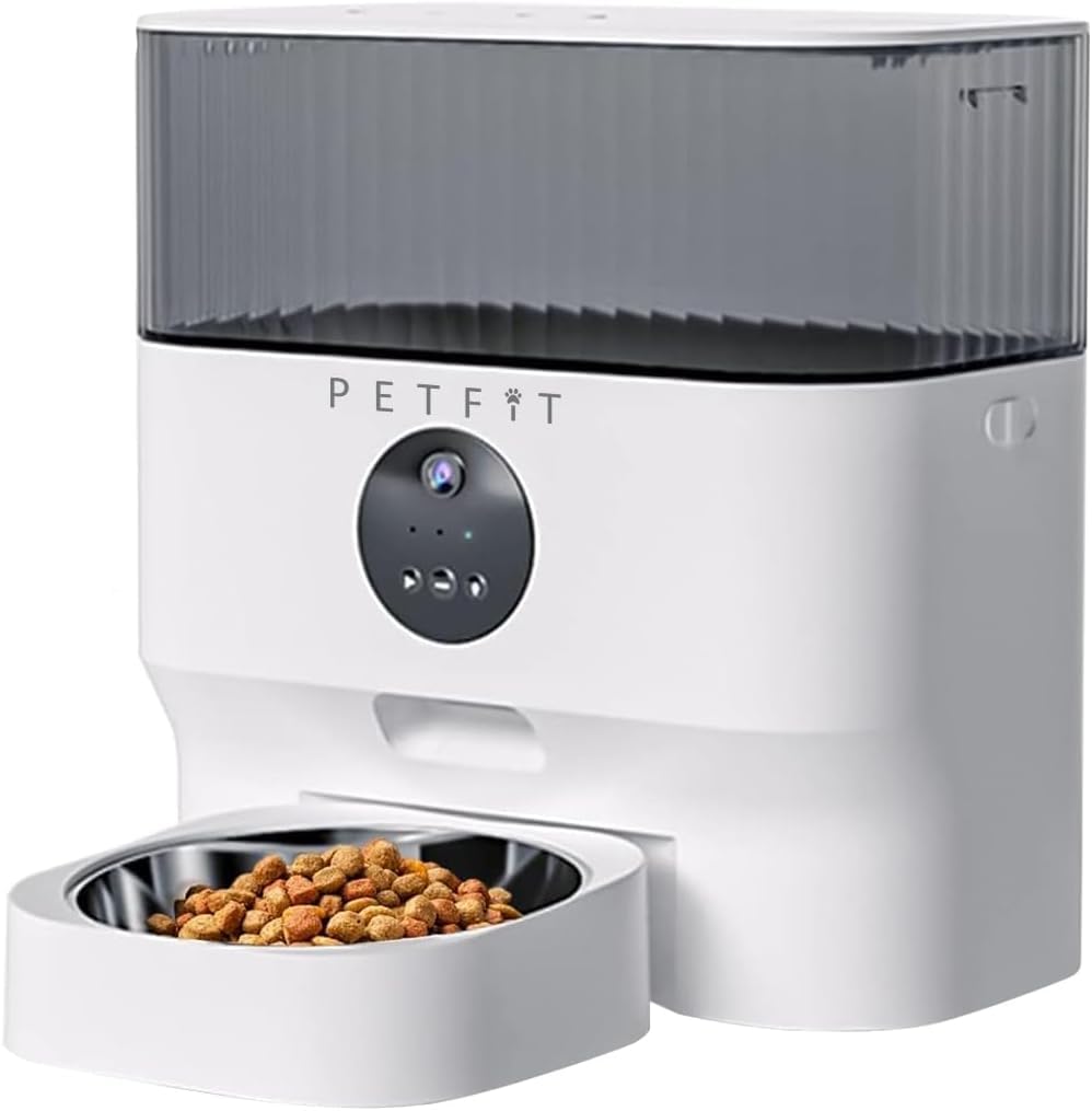 PETFIT CatMax Pro Akıllı Otomatik Mama Kabı, 5L Kapasiteli, Wi-Fi Kameralı, Sesli Komutlu, APP Kontrollü, Çelik Kaseli