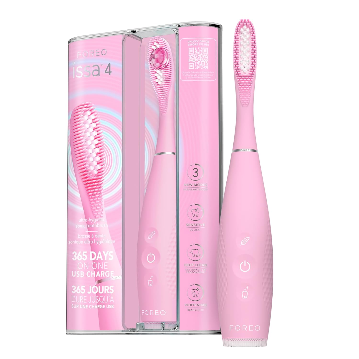 FOREO ISSA 4 Elektrikli Diş Fırçası – 4’ü 1 Arada Şarj Edilebilir, Yumuşak Kıllar, Uzun Süreli Kullanım, Nazik Temizlik - Pearl Pink