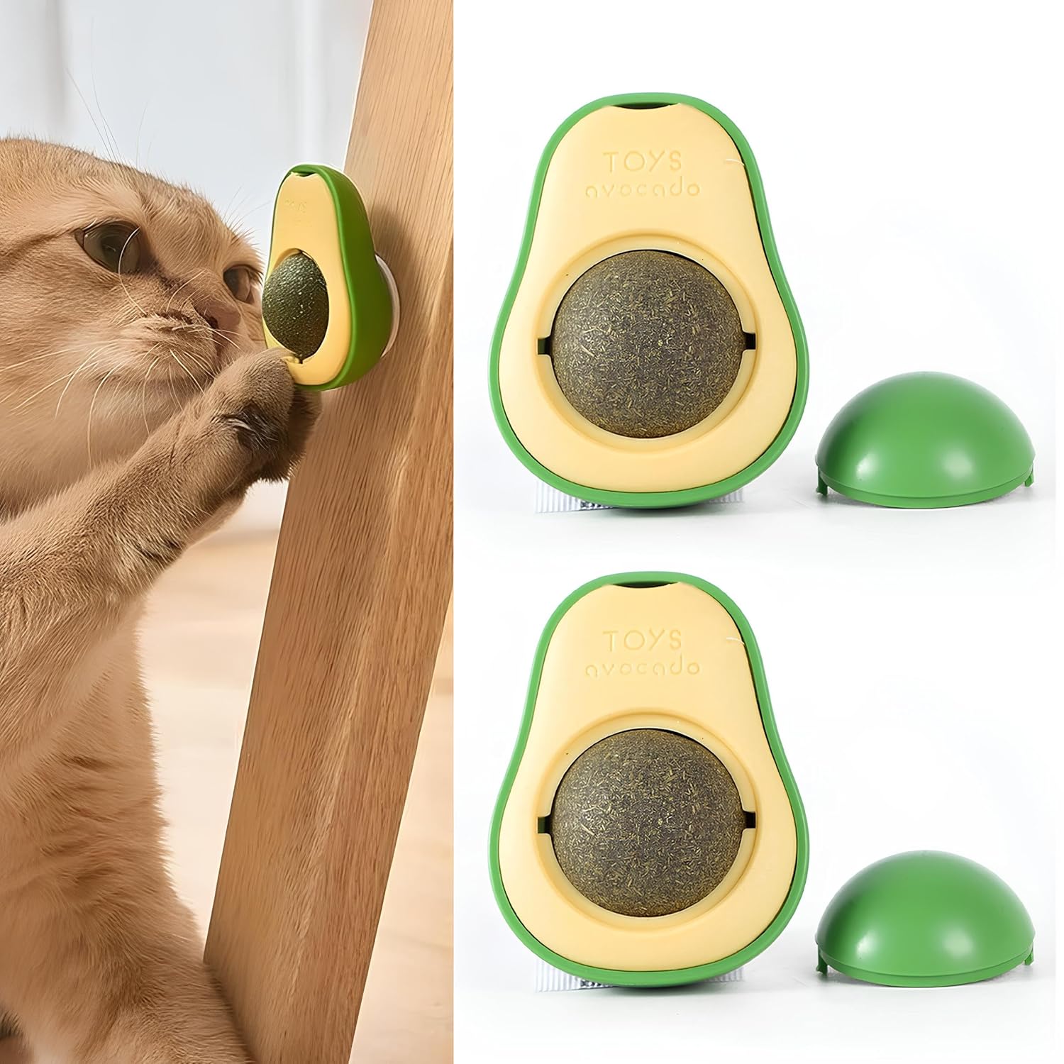 Kanji 2’li Avokado Şekilli Kedi Yalama Topu – Kedi Otu İçerikli, Yapışkanlı, Doğal, Sindirimi Destekleyen Kedi Oyuncağı