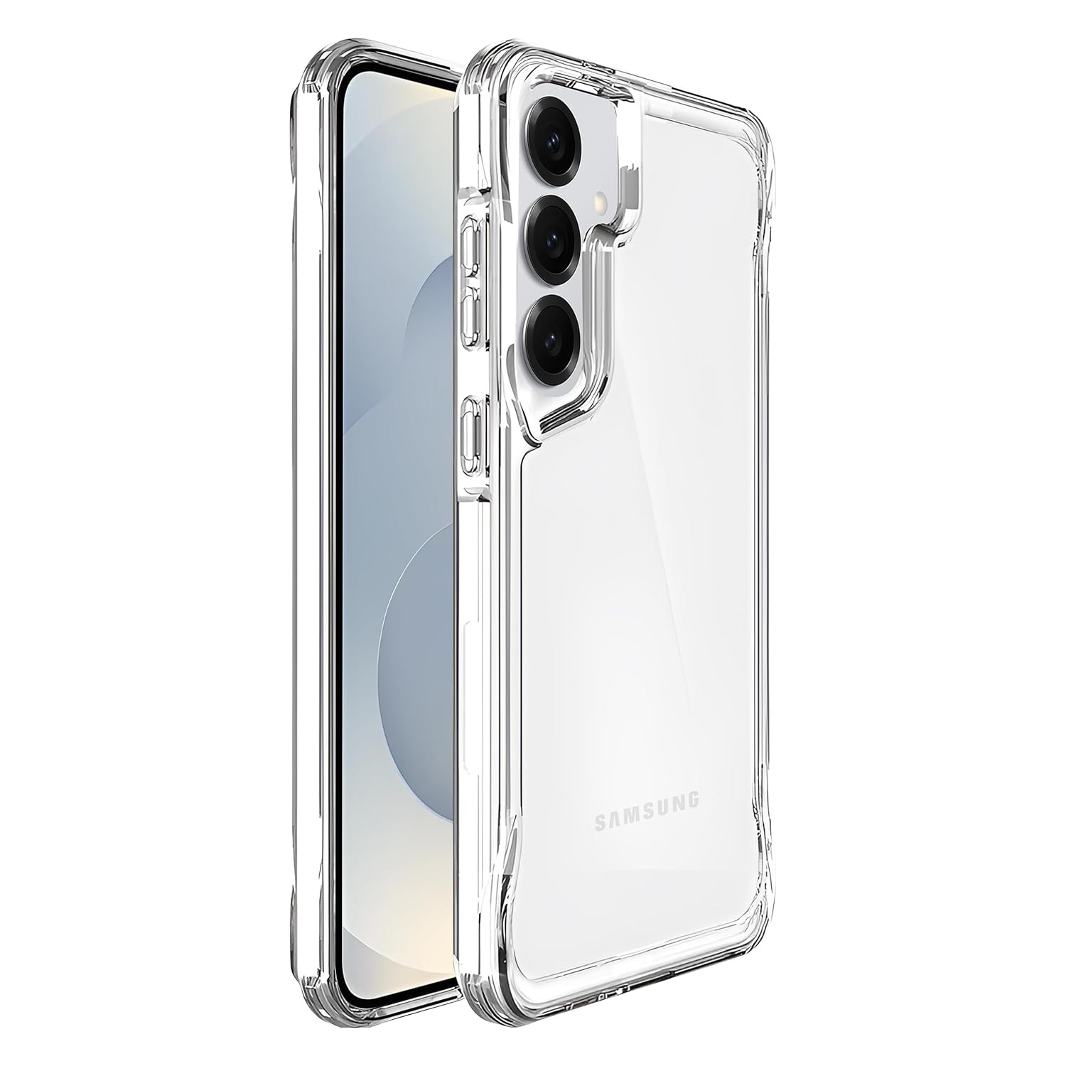 Teknoft Samsung Galaxy S25 Plus için Crystal Armor Serisi Şok Emici Yumuşak Silikon Kenar Arkası Sert Polikarbonat Darbeye Dayanıklı Şeffaf Kılıf