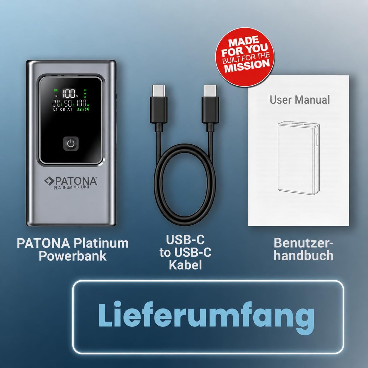 PATONA 4238 Platinum Powerbank, 10000mAh Taşınabilir Şarj Cihazı, 35W PD Hızlı Şarj, 2 USB-C ve 1 USB-A Portlu, LCD Ekranlı