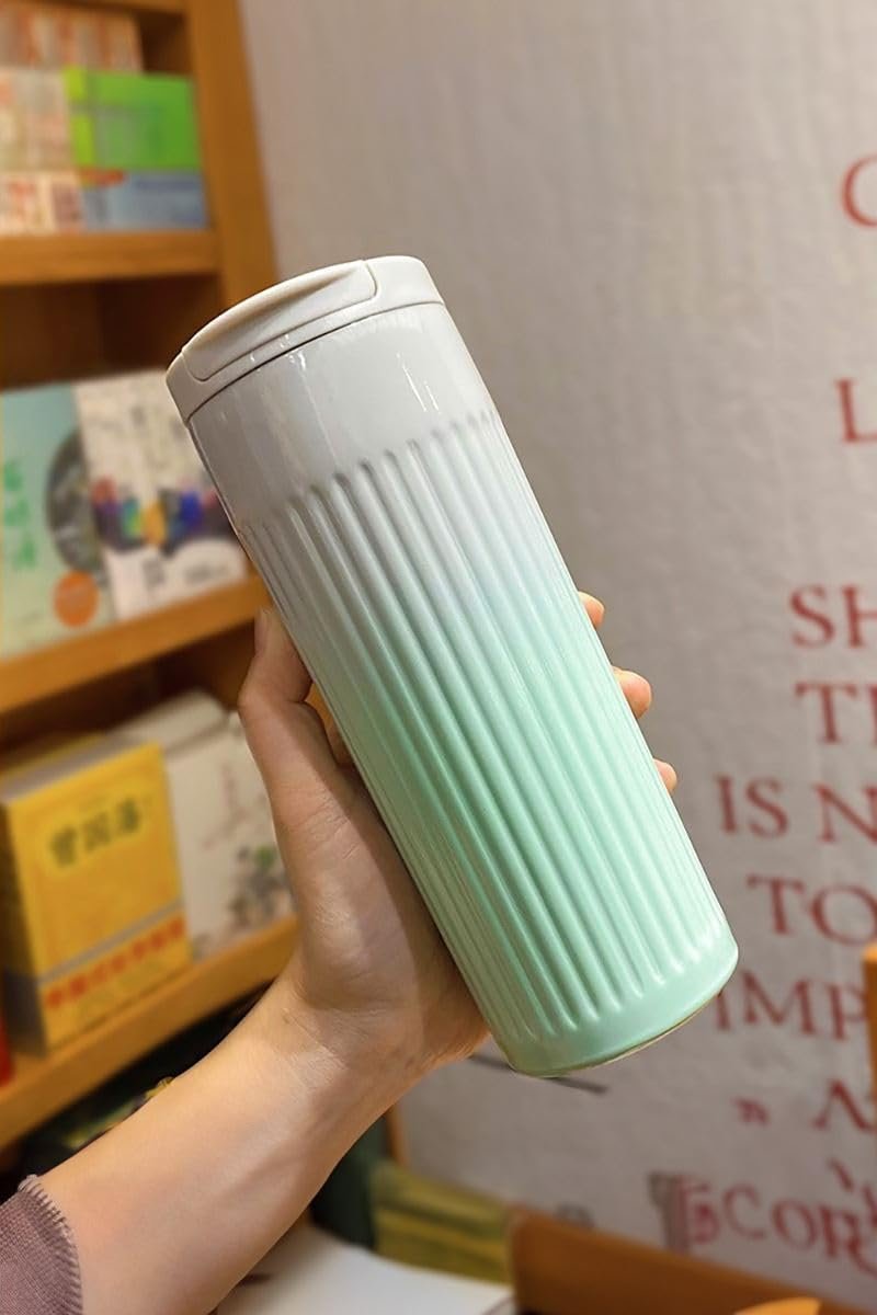 304 L Çelik 500 ml. Yeşil Beyaz Degrade El Termos Mug cin917ys
