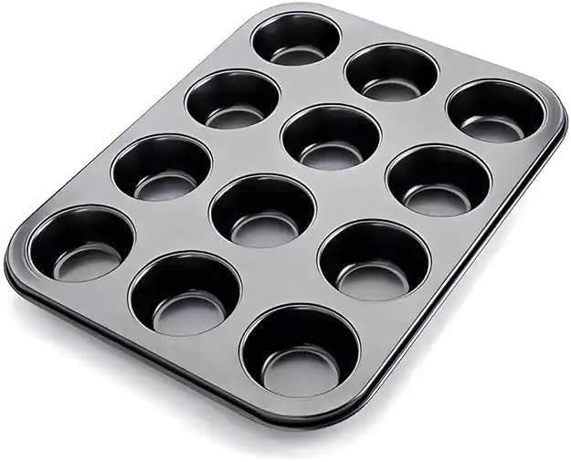 Muffin Kek Kabı ve Cupcake Fırın Tepsisi – Yapışmaz Metal Hamur, 12 Gözlü Muffin Kabı, Cup Cake Pişirme Tepsisi, Fırın Uyumlu Kek Kalıbı Yüksek Sıcaklığa Dayanıklı