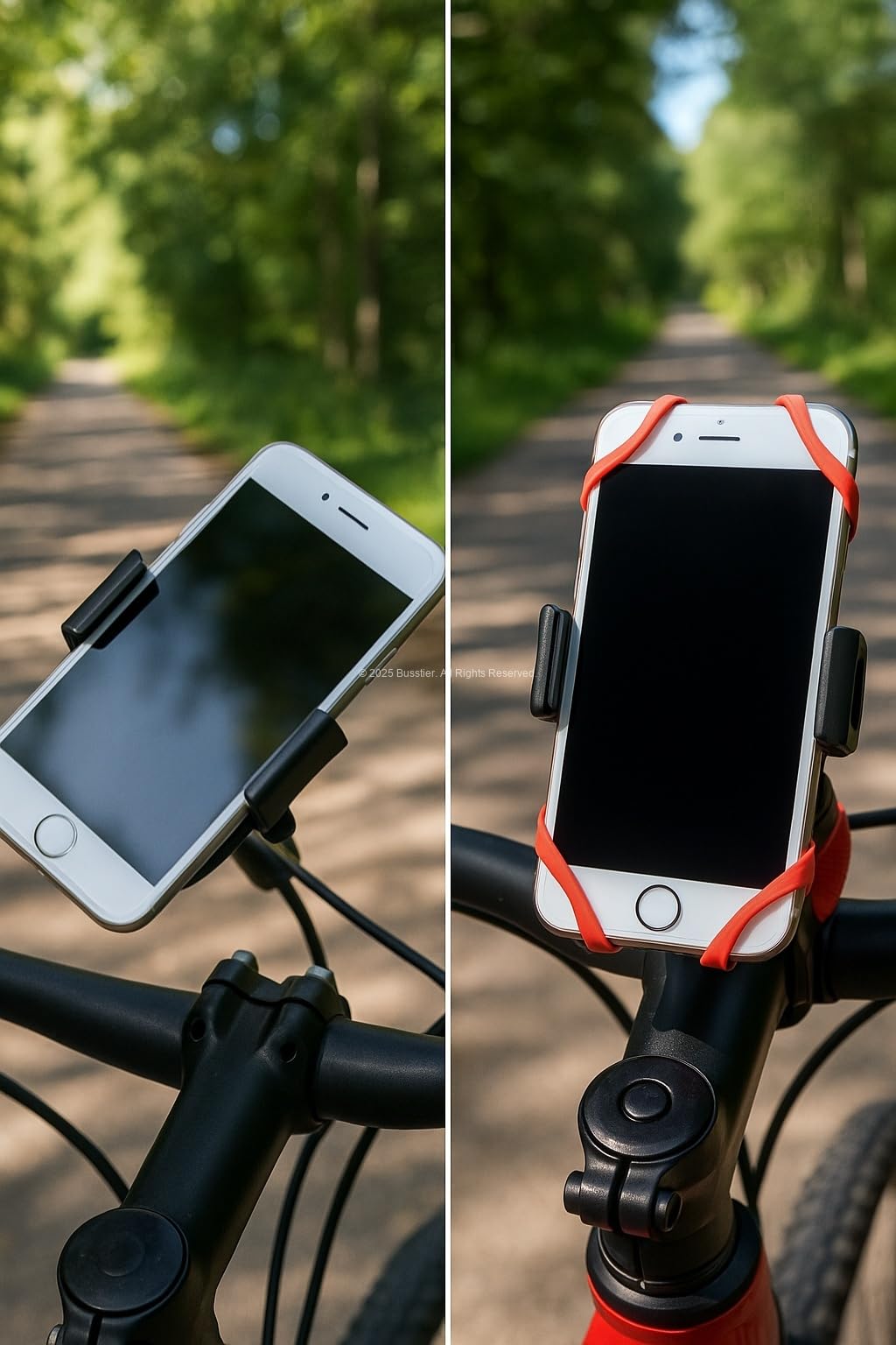 Busstier Lastik Destekli, Standlı Bisiklet Telefon Tutucu, 360° Döner Ayarlı, Titreşim Engelleyici, Silikon Emniyet Kemerli, Gidon Üzerine Montajlı, Universal Uyumluluklu, ABS Malzeme, Güvenli Sürüş İ